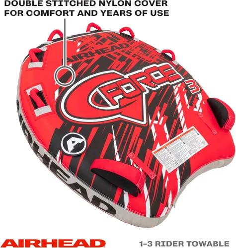 Vista 3 de AirHead G-Force 3 Tubo remolcable para 1-3, rojo y Wow World of Watersports 4k 60 pies cuerda de remolque con boya de espuma flotante 1, 2, 3 o 4