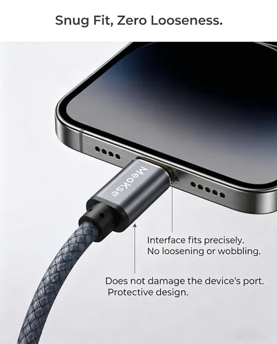Vista 3 de Meokse Cable USB A a USB-C extralargo de 20 pies, nailon trenzado de alta densidad, conector de aluminio extendido, juego de sofá y potencia lejana