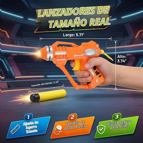 Vista 2 de Paquete de 6 mini pistolas de juguete de espuma con 36 dardos - Paquete múltiple compatible con Nerf suministros de fiesta para niños