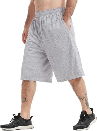 Vista 2 de HQUEC Pantalones cortos deportivos de 12 pulgadas para hombre, pantalones cortos largos de entrenamiento de baloncesto por debajo de la rodilla