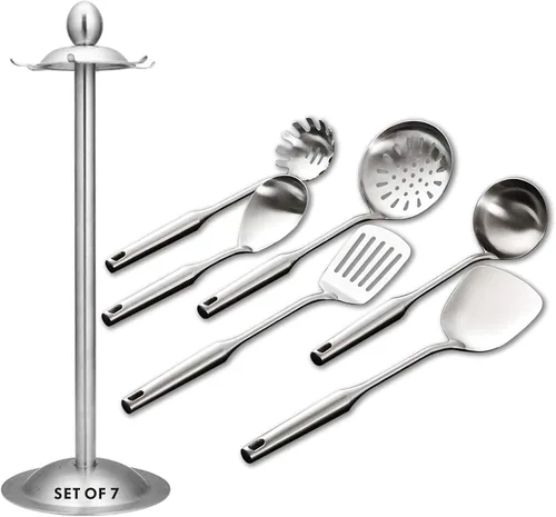 Vista 15 de Cuchara de Cocina, Cucharas Grandes de Servir de Acero Inoxidable 304, Plata/31,9 cm