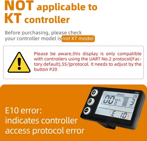 Vista 2 de Medidor de pantalla LCD de bicicleta eléctrica S866, 24V 36V 48V Ebike Pantalla LCD Panel de control inalámbrico Velocímetro de bicicleta odómetro
