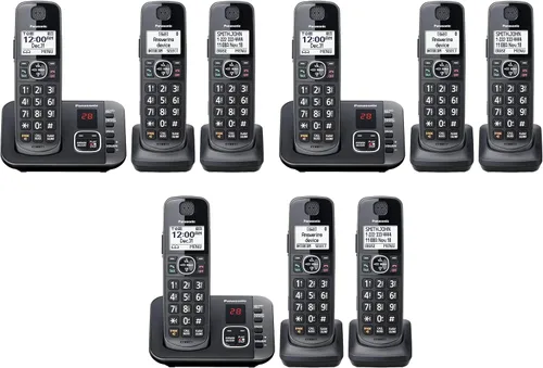 Vista 13 de Panasonic Link2Cell - Sistema de teléfono inalámbrico expandible Bluetooth DECT 6.0 con contestador automático y bloqueo de llamadas - 3 auriculares