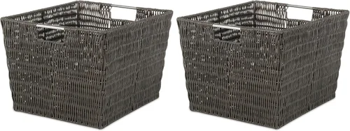 Vista 4 de Whitmor Rattique - Canasto para estante pequeño, gris