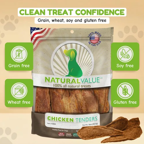 Vista 3 de Loving Pets Natural Value All Natural Soft Chew Chicken Tenders - Golosina para perros, 14 onzas