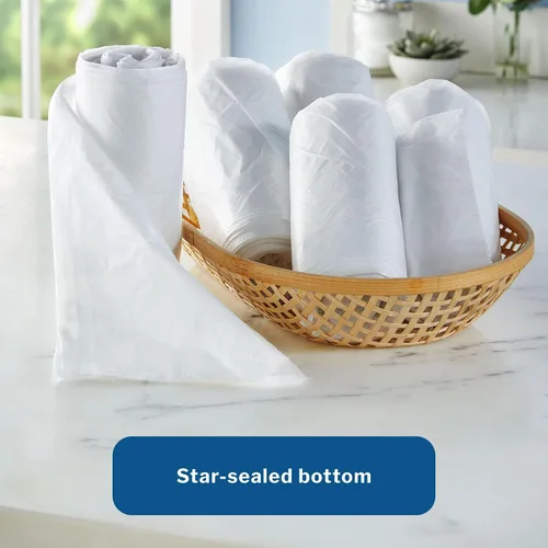 Vista 4 de McKesson - Revestimientos para botes de basura, extra resistentes, parte inferior sellada con estrellas, 0.70 mil, transparente, capacidad de 16