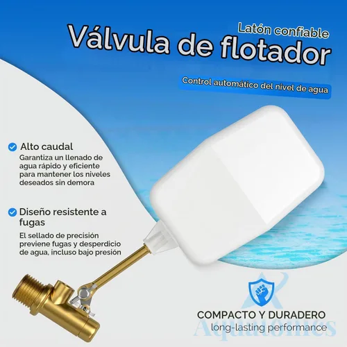 Vista 3 de Válvula de flotador de agua de 3/8" – Controlador de nivel de agua resistente de 125 PSI – Válvula de flotador de tuerca alada fácil de ajustar