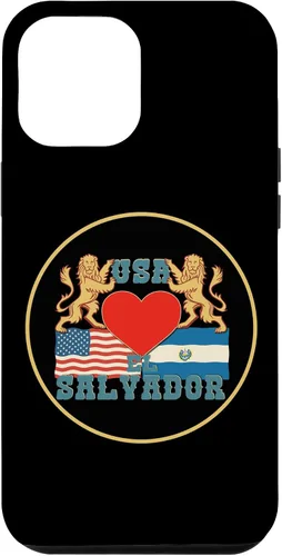 Vista 6 de iPhone 14 Bandera de El Salvador y Estados Unidos, Funda Salvadoreña
