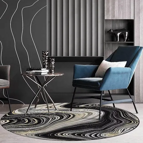 Vista 16 de Tapete redondo de mármol verde esmeralda, lavable, pequeño círculo, para dormitorio, sala de estar, alfombra moderna abstracta circular, 2 pies