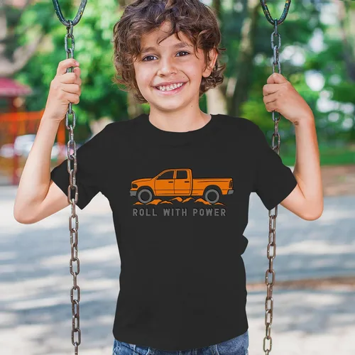 Vista 4 de Roll with Power Pickup Truck Camiseta de manga corta para jóvenes