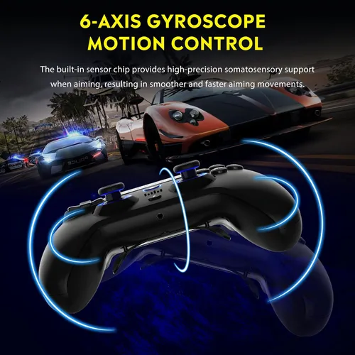 Vista 6 de QRD Spark N5 Wireless Controller for PS4 Pro Slim PS3 PS2 Steam Deck PC Windows Mac TV Box, Halleffect Gamepad Joystick with 3.5mm Audio Controlador
