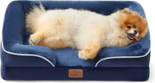 Vista 107 de Bedsure - Cama para gatos de interior, sofá cama lavable para perros muy pequeños, espuma de soporte con funda extraíble y lavable, forro Gris