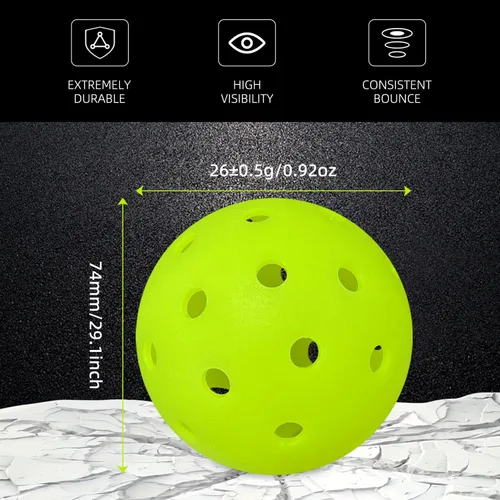 Vista 4 de Pickleball Balls Crack-Resistant 40 Holes Outdoor & Indoor Pickle Balls High Bounce, Perfectly Balanced Pickle Ball for Tournament Play