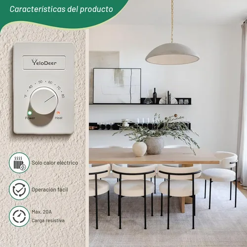 Vista 4 de Tensión Dual (110V-265V) Termostato de Calentador de Zócalo Eléctrico Manual de 4 Cables para el Hogar