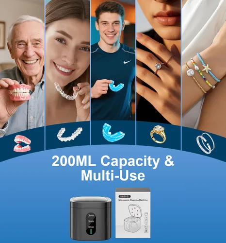 Vista 5 de 2026 Nueva máquina de limpieza ultrasónica de retenedores de 45 kHz con temporizador digital y 3 modos, limpiador ultrasónico de gran capacidad