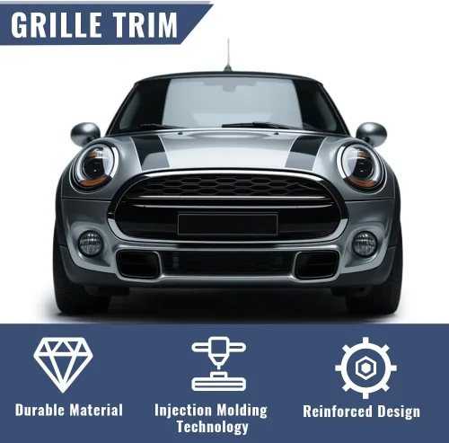 Vista 5 de PIT66 Moldura para capó de rejilla delantera, compatible con Mini Cooper 2007-2015 R55 R56 R58 R59 (no compatible con S), material ABS negro, OEM
