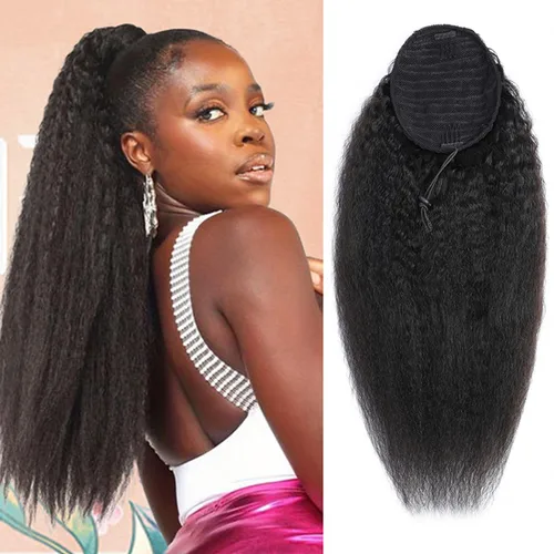 Vista 32 de Extensiones de cabello rizado para cola de caballo, cabello rizado para cola de caballo, extensión de cabello humano virgen brasileño