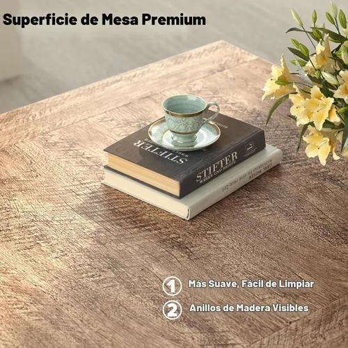 Vista 4 de Lareth - Mesa de centro rústica de 31.5 pulgadas para sala de estar con diseño en X, cuadrada