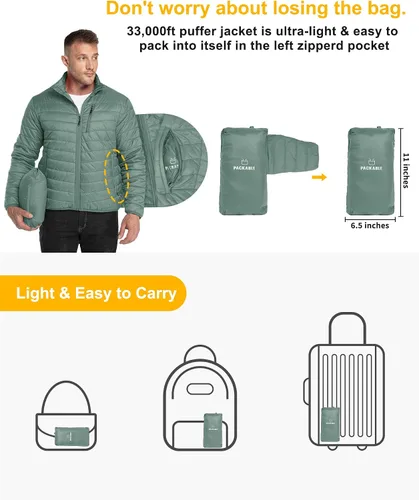 Vista 2 de 33,000ft Chaqueta acolchada ligera y plegable para hombre
