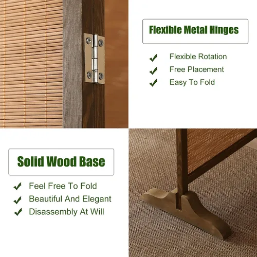 Vista 5 de 3 4 5 6 7 8 Panels Room Separator Freestanding Wall Divider for Office/Bedroom/Hotel, Foldable Room Divider Partition Privacy Screen, Wood