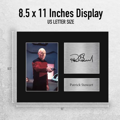 Vista 2 de HWC Trading Patrick Stewart Star Trek Picard Gifts USL - Imagen de autógrafo firmada para fanáticos de programas de televisión, tamaño carta de EE.