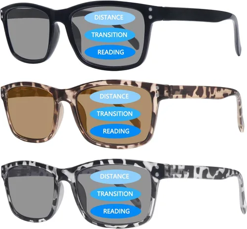 Vista 7 de Paquete de 3 lentes de sol progresivos de lectura multienfoque para mujeres y hombres, protección UV, multifocales, lentes de lectura solar