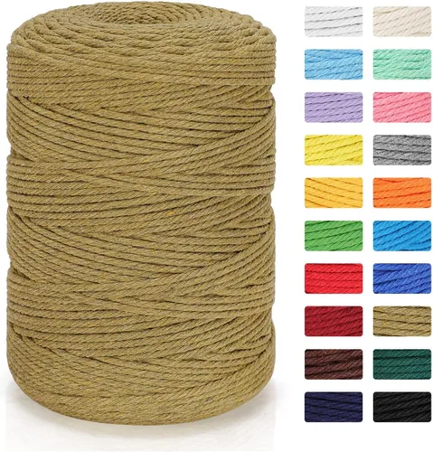 Vista 42 de Cordón de macramé 3mm x 300m Cuerda de macramé 100% algodón natural Cordón de algodón trenzado de 4 hebras para manualidades DIY, adornos