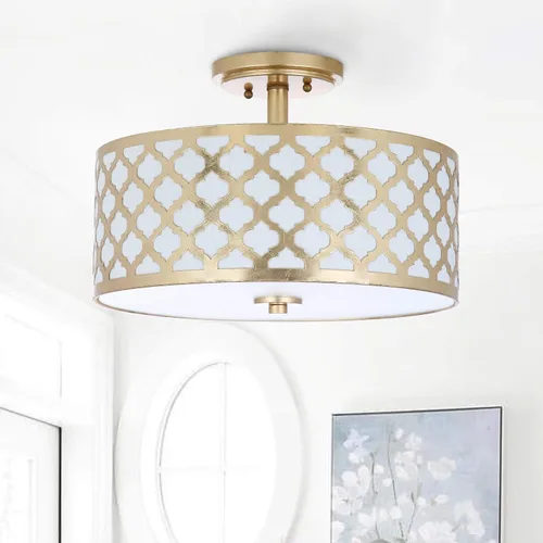 Vista 4 de SAFAVIEH Colección Kora Quatrefoil 3 - Lámpara empotrada de 15" Dorado