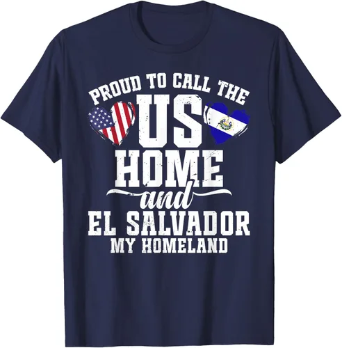 Vista 19 de Traje salvadoreño para hombre y mujer, camiseta de El Salvador con la bandera de Estados Unidos, Negro -, Pequeña