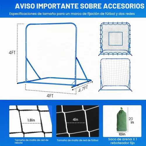 Vista 3 de Soccer Baseball Rebounder Soccer Goal Net, Volleyball Rebound Pitchback Net