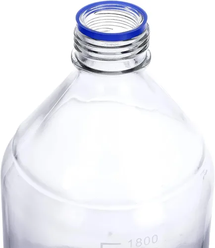 Vista 4 de Moonetto Botella de vidrio redonda de una pieza de 2 litros con tapa naranja de polipropileno GL45 (67.6 fl oz)