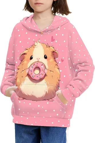 Vista 33 de Ystardream - Sudaderas para niñas adolescentes con bolsillo, sudaderas de manga larga para niños 0 Lindo Axolotl Rosa
