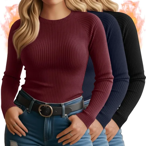 Vista 14 de Paquete de 3 camisas térmicas de manga larga acanaladas