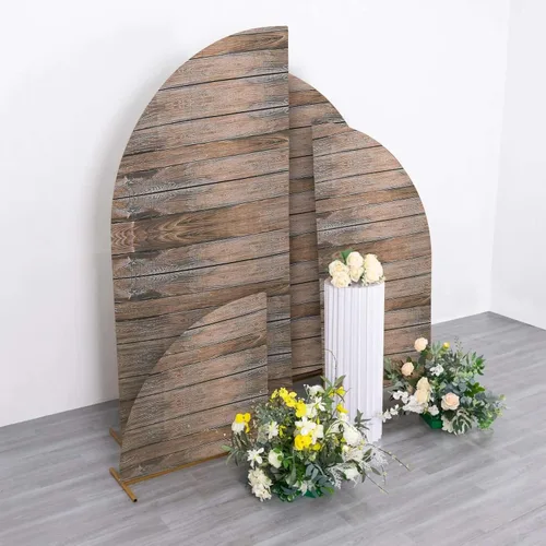 Vista 134 de Efavormart - Juego de 4 fundas de elastano beige para arco de media luna, fundas de telón de fondo Chiara de 2.5 pies a 7 pies para escenarios