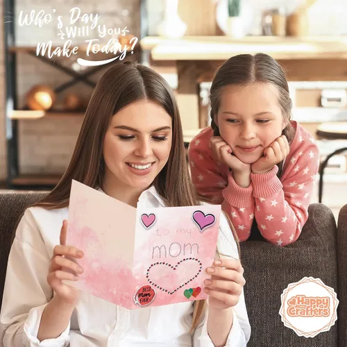Vista 6 de Kits de fabricación de tarjetas para adultos y niños, 24 tarjetas de felicitación en blanco y sobres con suministros y juego de sellos, juego
