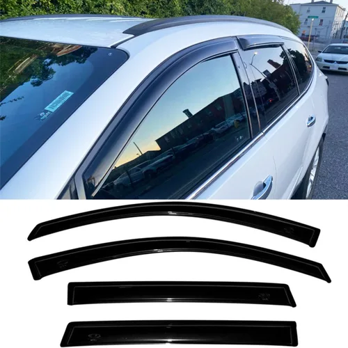 Vista 12 de Viseras laterales cromadas para ventana, deflector de ventilación de viento para Chevry Colorado/GMC Canyon Crew Cab 2004-2012, 4 piezas de montaje