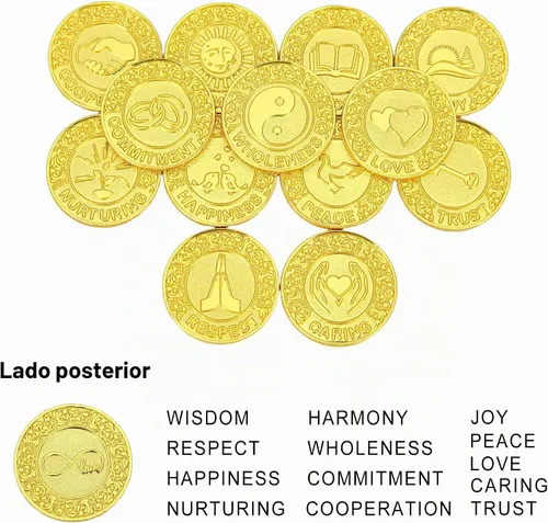 Vista 7 de TINGKU Juego de 13 Monedas de Unidad para Ceremonia de Boda Arras de Boda con Bandeja Placa Boda Arrhae Moneda Católica
