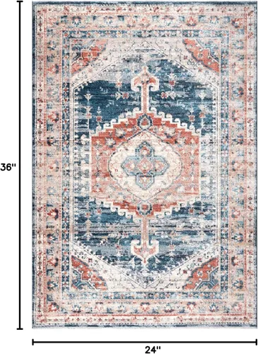 Vista 2 de nuLOOM Harley Faded Medallion - Alfombra decorativa, 2 x 3, color azul