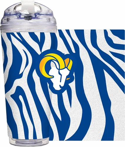 Vista 39 de Rico Industries NFL Football Glitter 24 onzas Vaso de purpurina acrílico con tapa con bisagra, Vaso de doble pared oficialmente licenciado con pajita