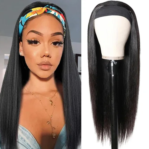 Vista 8 de Aiterina - Peluca de cabello humano con diadema de onda profunda para mujeres negras, cabello brasileño remy, sin pegamento, sin encaje frontal