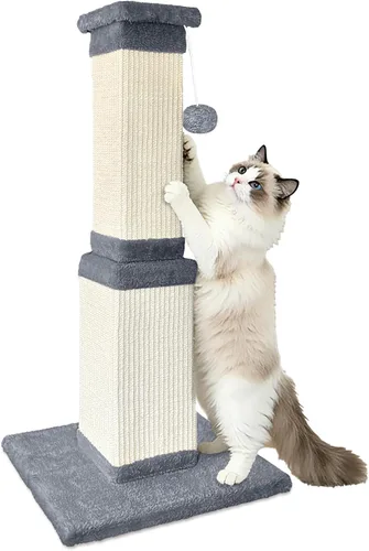 Vista 11 de AGYM Rascador para gatos, rascador para gatos de 32 pulgadas con percha de felpa grande, sisal y poste rascador de alfombra, postes verticales