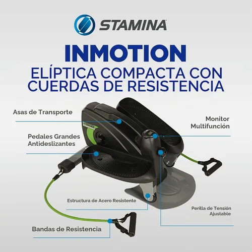 Vista 2 de Stamina Inmotion Compact Strider - Máquina de ejercicio para pies para debajo del escritorio, elíptica para estar de pie o sentado, equipo elíptico