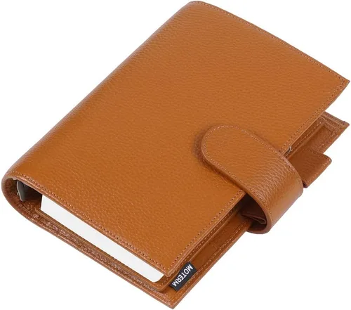 Vista 10 de Moterm Personal Luxe - Planificador de anillos – Organizador de carpeta de cuero genuino (Pebble-Mustard, anillo de 1.181 in)
