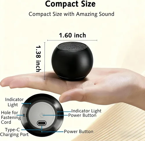 Vista 3 de Altavoz Bluetooth portátil mini, pequeño altavoz inalámbrico Bluetooth 5.3 con sonido estéreo, graves profundos, emparejamiento TWS, impermeable