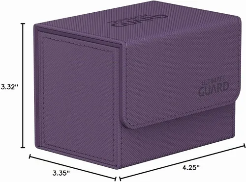 Vista 8 de Ultimate Guard Sidewinder 80+, caja de almacenamiento para 80 cartas TCG con doble funda, púrpura, cierre magnético y forro interior de microfibra