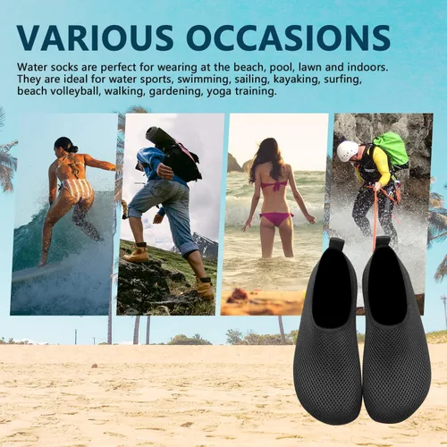 Vista 4 de Valennia Zapatos de agua descalzos de secado rápido, calcetines de yoga para playa, natación, surf, ejercicio para mujeres y hombres
