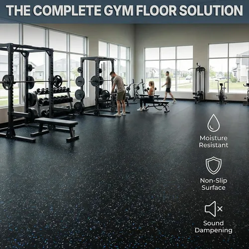 Vista 7 de Rollo de piso de goma resistente de 1/4" de espesor de Floor Inc Tapetes de piso de goma reciclada flexibles para gimnasio en casa Tapete