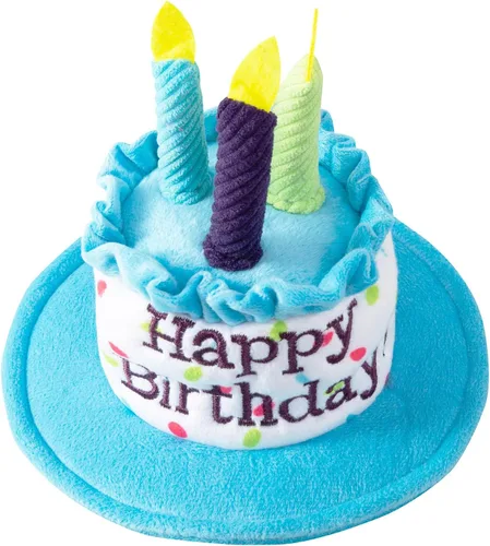 Vista 4 de Juego de sombreros y bufandas bandana para cachorros y gatos con velas coloridas azules para pequeños animes, suministros de fiesta de cumpleaños