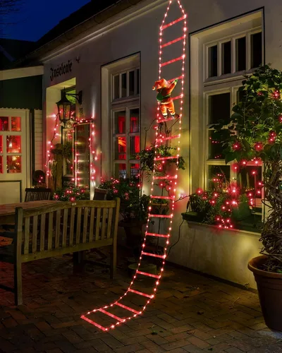 Vista 11 de Luces LED de escalera para decoraciones navideñas de 10 pies con Papá Noel