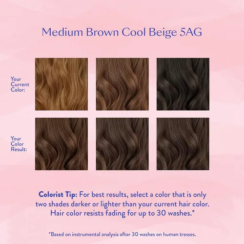 Vista 4 de eSalon Kit de colorista personal de color marrón medio beige frío con polvo de retoque de raíces de color castaño medio para ocultar y cubrir la raíz